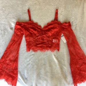 Babe Society Red Lace Top
